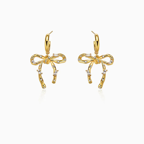   Fashion Bow Knot Copper Plating Inlay Artificial Gemstones Women'S Earrings