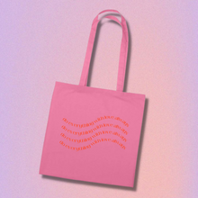 Load image into Gallery viewer, trendy canvas tote bag in pink and orange  bags to wear tot school - tote bags perfect for college - tote bags for school
