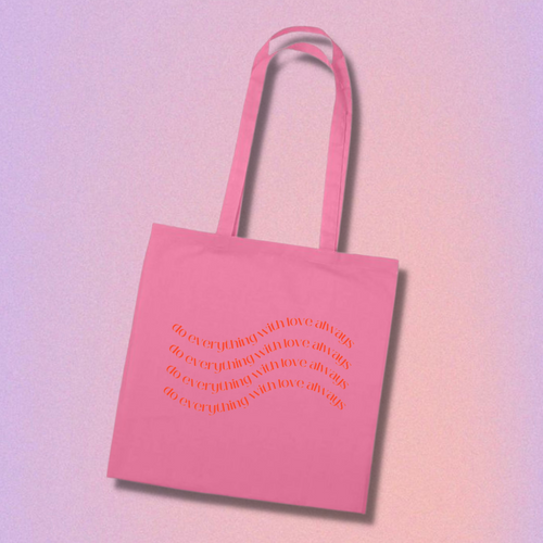 trendy canvas tote bag in pink and orange  bags to wear tot school - tote bags perfect for college - tote bags for school