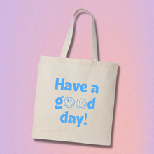 Load image into Gallery viewer, blue simple design canvas tote - what to wear to work - bags to take to work - tote bags for gifts 
