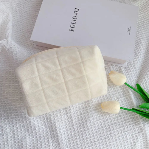 white quilted pencil pouch - pencil pouch for school - school supplied bag - back to school essentials