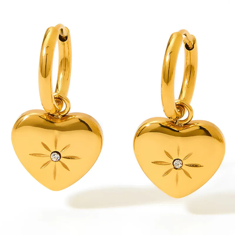 14k Heart Huggies - Gorjana earring dupe - gold earrings to wear going out