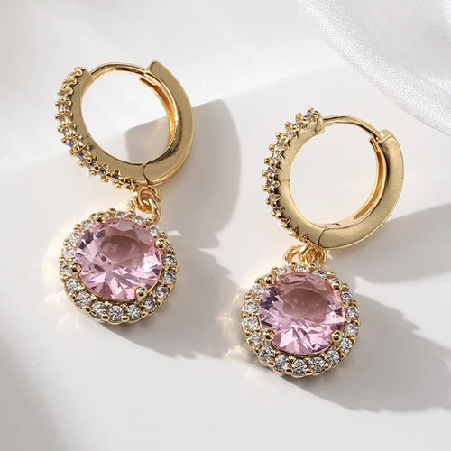 pink rhinestone dangle earrings - earrings for valentines day - jewlery to wear on a date - earrings to wear on valentines day