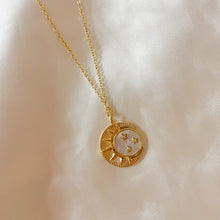 Load image into Gallery viewer, sun and moon pendant - gold necklaces to wear in the spring - gold necklaces to wear year round
