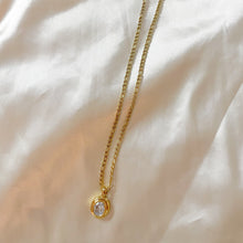Load image into Gallery viewer, gold pendant necklace on figaro chain - necklaces to wear to a wedding - necklaces for layering - accessories to wear to a party
